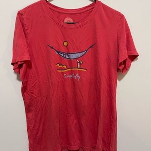 Red women large life is good t-shirt